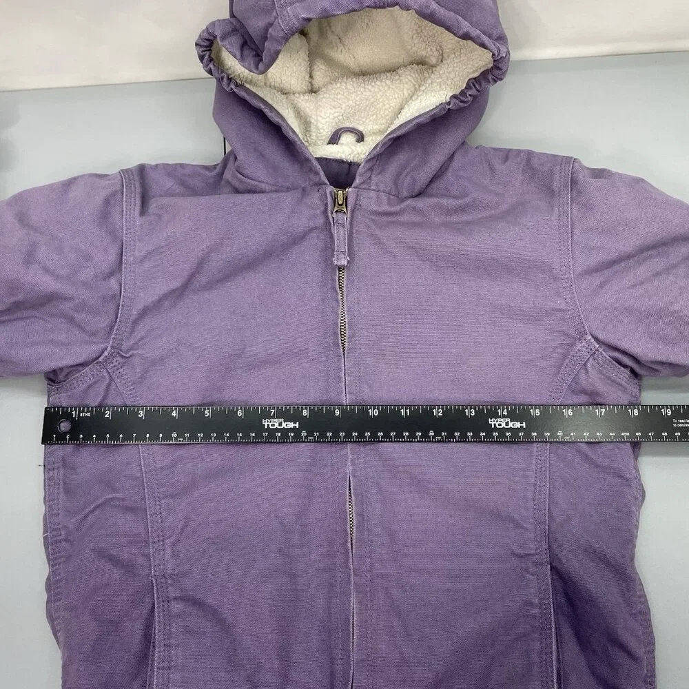 Blue Mountain Canvas Jacket Sherpa Barn Chore Hooded Western Farm Purple Girls M